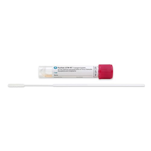 Puritan UT-116 - Universal Transport System w/1ml Fill & 1 Mini-Tip Flock Swab - PurFlock Ultra Tip - Plastic Handle w/Breakpoint at 80 mm - 300/Case