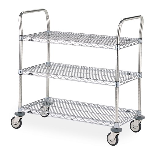 InterMetro Industries (Metro) MW705 - MW Series Standard-Duty Utility Cart - 3 Chrome Wire Shelves & 2 Chrome Handles - 18" x 36"