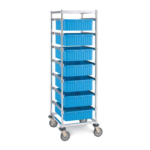 InterMetro Industries (Metro) PT1C-5M - Single-Bay Kitting Cart - 26" W x 22.625" L x 68" H - Resilient Casters