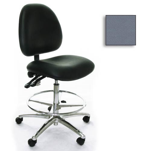 Industrial Seating AE10-ST-VCR-232 - 10 Series Bench-Height Clean Room Chair - Vinyl - Medium Gray