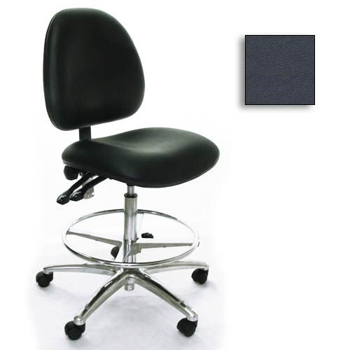 Industrial Seating AE10-ST-VCR-233 - 10 Series Bench-Height Clean Room Chair - Vinyl - Dark Gray