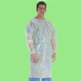 Keystone Safety ISO-NWP - PE Laminated Polypropylene Isolation Gown - Rear Entry w/Extra Long Ties - Cleanroom Class 6 - OSFA - White - 50/Case