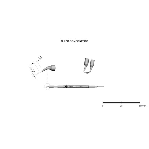 JBC Tools C120-002 - C120 Series Cartridge - Micro-Tweezer - Curved - 0.2 mm