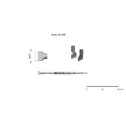 JBC Tools C120-005 - C120 Series Cartridge - Micro-Tweezer - Spade - 5.0 mm