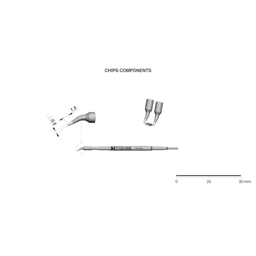 JBC Tools C120-006 - C120 Series Cartridge - Micro-Tweezer - Curved - 0.5 mm