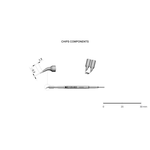 JBC Tools C120-902 - C120 Series Cartridge - Micro-Tweezer - Extended Life - Curved - 0.3 mm