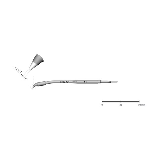 JBC Tools C130-404 - C130 Series Cartridge - Chisel - Curved - Extended Life - 1.2 mm x 0.7 mm