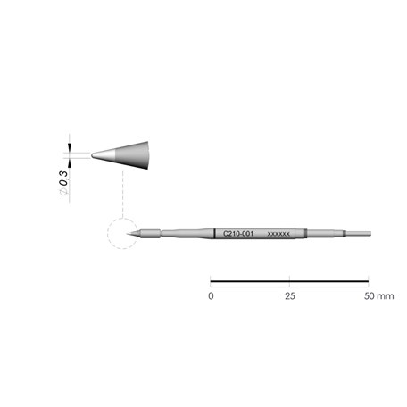 JBC Tools C210-001 - C210 Series Cartridge - Conical - 0.3 mm