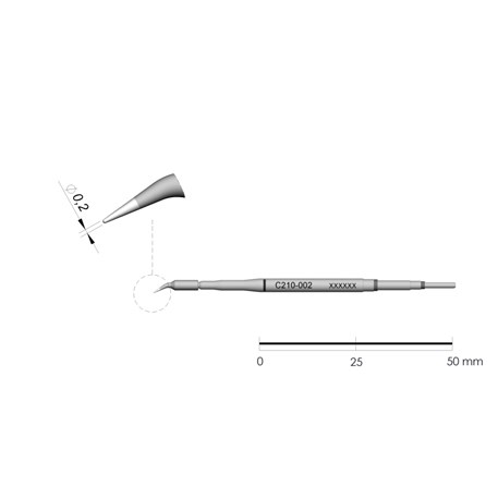 JBC Tools C210-002 - C210 Series Cartridge - Conical - Curved - 0.2 mm