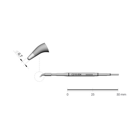 JBC Tools C210-004 - C210 Series Cartridge - Conical - Curved - 0.7 mm