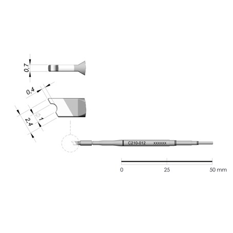 JBC Tools C210-012 - C210 Series Cartridge - Wave - 2.4 mm x 0.7 mm