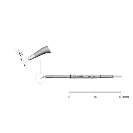 JBC Tools C210-014 - C210 Series Cartridge - Conical - Curved - 0.5 mm