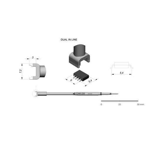 JBC Tools C245-220 - C245 Series Cartridge - DIL/SO - 5.4 mm x 6.0 mm