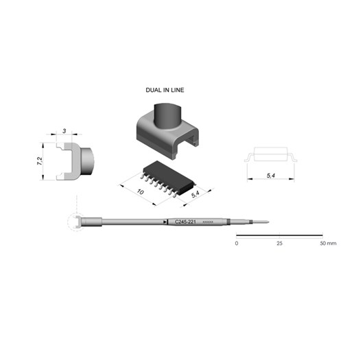 JBC Tools C245-221 - C245 Series Cartridge - DIL/SO - 5.4 mm x 10.0 mm