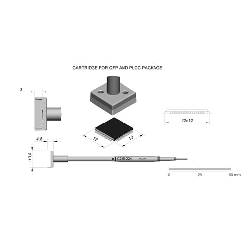 JBC Tools C245-224 - C245 Series Cartridge - QFP/PLCC - 12.0 mm x 12.0 mm