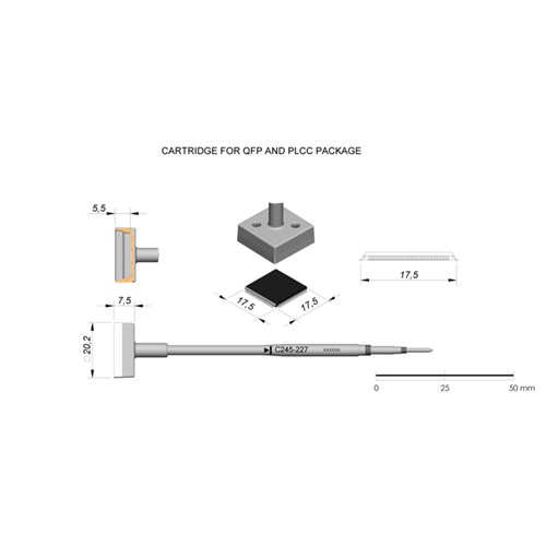 JBC Tools C245-227 - C245 Series Cartridge - QFP/PLCC - 17.5 mm x 17.5 mm