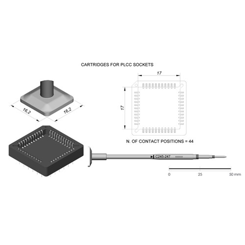 JBC Tools C245-247 - C245 Series Cartridge - PLCC - Extended Life - 17.0 mm x 17.0 mm