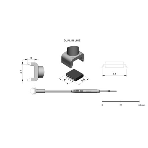 JBC Tools C245-303 - C245 Series Cartridge - DIL/SO - 6.5 mm x 6.0 mm