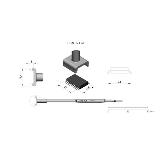 JBC Tools C245-305 - C245 Series Cartridge - DIL/SO - 9.6 mm x 12.0 mm