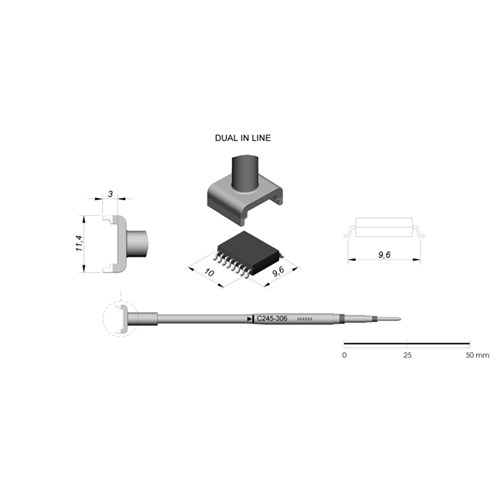 JBC Tools C245-306 - C245 Series Cartridge - DIL/SO - 9.6 mm x 10.0 mm