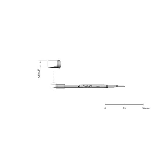 JBC Tools C245-908 - C245 Series Cartridge - Chisel - Extended Life - 4.8 mm x 1.5 mm