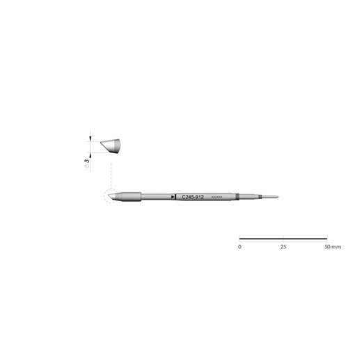 JBC Tools C245-912 - C245 Series Cartridge - Conical - Sloped - Extended Life - 3.0 mm