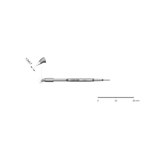 JBC Tools C245-962 - C245 Series Cartridge - Chisel - Curved - Extended Life - 1.2 mm x 0.7 mm