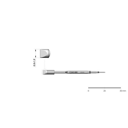 JBC Tools C245-966 - C245 Series Cartridge - Chisel - Extended Life - 6.6 mm x 1.8 mm