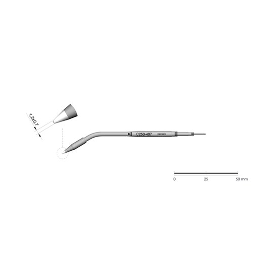 JBC Tools C250-407 - C250 Series Cartridge - Chisel - Extended Life - 1.2 mm x 0.7 mm