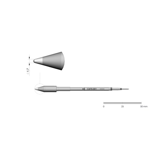 JBC Tools C470-001 - C470 Series Cartridge - Conical - Extended Life - 1.7 mm