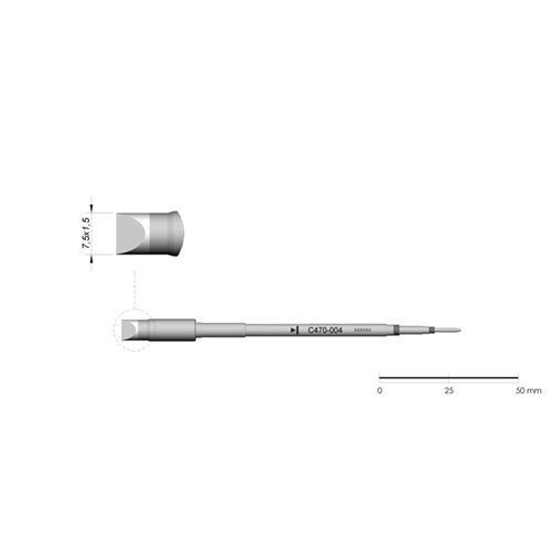 JBC Tools C470-004 - C470 Series Cartridge - Chisel - Extended Life - 7.5 mm x 1.5 mm