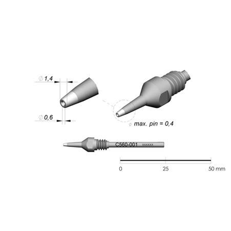 JBC Tools C560-001 - C560 Series Cartridge - 1.4 mm x 0.6 mm