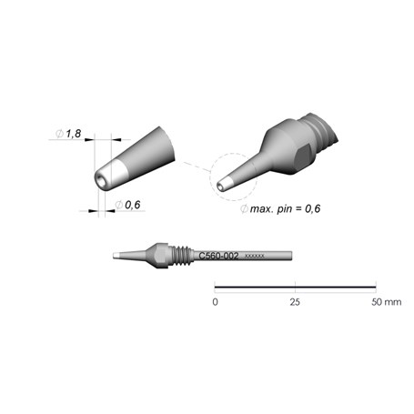 JBC Tools C560-002 - C560 Series Cartridge - 1.8 mm x 0.8 mm