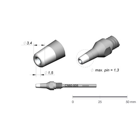 JBC Tools C560-005 - C560 Series Cartridge - Extended Life - 3.4 mm x 1.5 mm