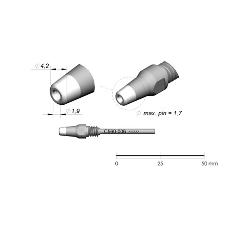 JBC Tools C560-006 - C560 Series Cartridge - Extended Life - 4.2 mm x 1.9 mm