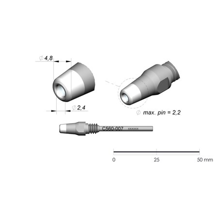 JBC Tools C560-007 - C560 Series Cartridge - Extended Life - 4.8 mm x 2.4 mm