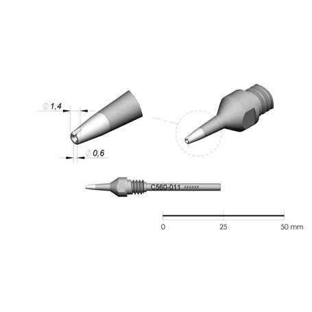 JBC Tools C560-011 - C560 Series Cartridge - Extended Life - 1.4 mm x 0.6 mm