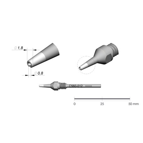 JBC Tools C560-012 - C560 Series Cartridge - Extended Life - 1.8 mm x 0.8 mm