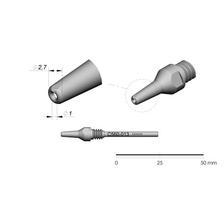 JBC Tools C560-013 - C560 Series Cartridge - Extended Life - 2.7 mm x 1.0 mm