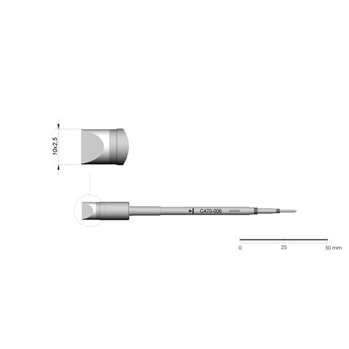 JBC Tools C470-006 - C470 Series Cartridge - Chisel - Extended Life - 10.0 mm x 2.5 mm