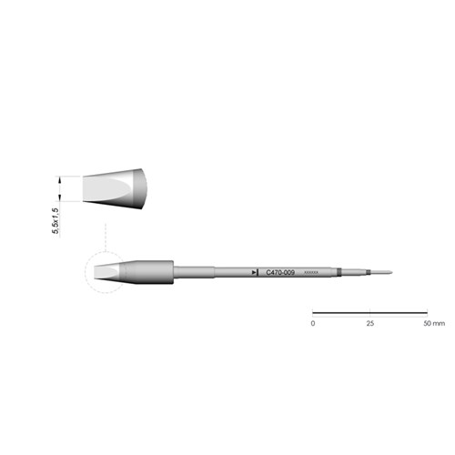 JBC Tools C470-009 - C470 Series Cartridge - Chisel - Extended Life - 5.5 mm x 1.5 mm