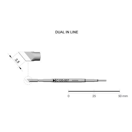 JBC Tools C120-007 - C120 Series Cartridge - Micro-Tweezer - Angled - Left Side - 3.5 mm