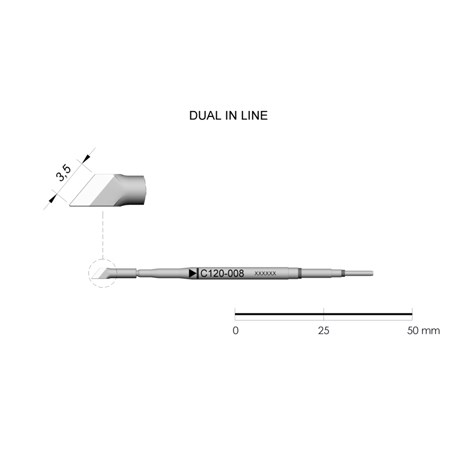 JBC Tools C120-008 - C120 Series Cartridge - Micro-Tweezer - Angled - Right Side - 3.5 mm