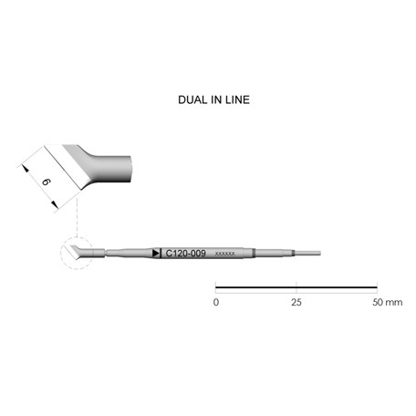 JBC Tools C120-009 - C120 Series Cartridge - Micro-Tweezer - Angled - Left Side - 6.0 mm