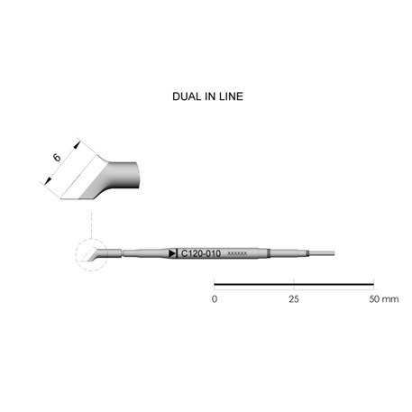 JBC Tools C120-010 - C120 Series Cartridge - Micro-Tweezer - Angled - Right Side - 6.0 mm