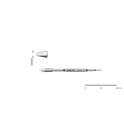 JBC Tools C245-741 - C245 Series Cartridge - Chisel - Extended Life - 2.4 mm x 0.6 mm