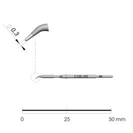 JBC Tools C105-105 - C105 Series Cartridge - Conical - Bent 40° - 0.3 mm