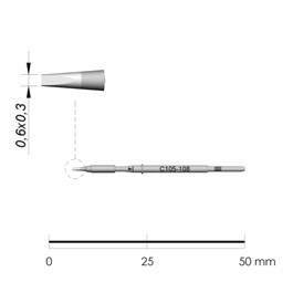 JBC Tools C105-108 - C105 Series Cartridge - Chisel - 0.6 mm x 0.3 mm