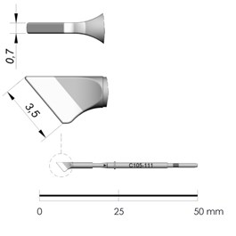 JBC Tools C105-111 - C105 Series Cartridge - Spade - 0.7 mm x 3.5 mm