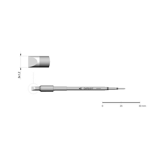 JBC Tools C470-017 - C470 Series Cartridge - Chisel - Extended Life - 5.0 mm x 1.2 mm